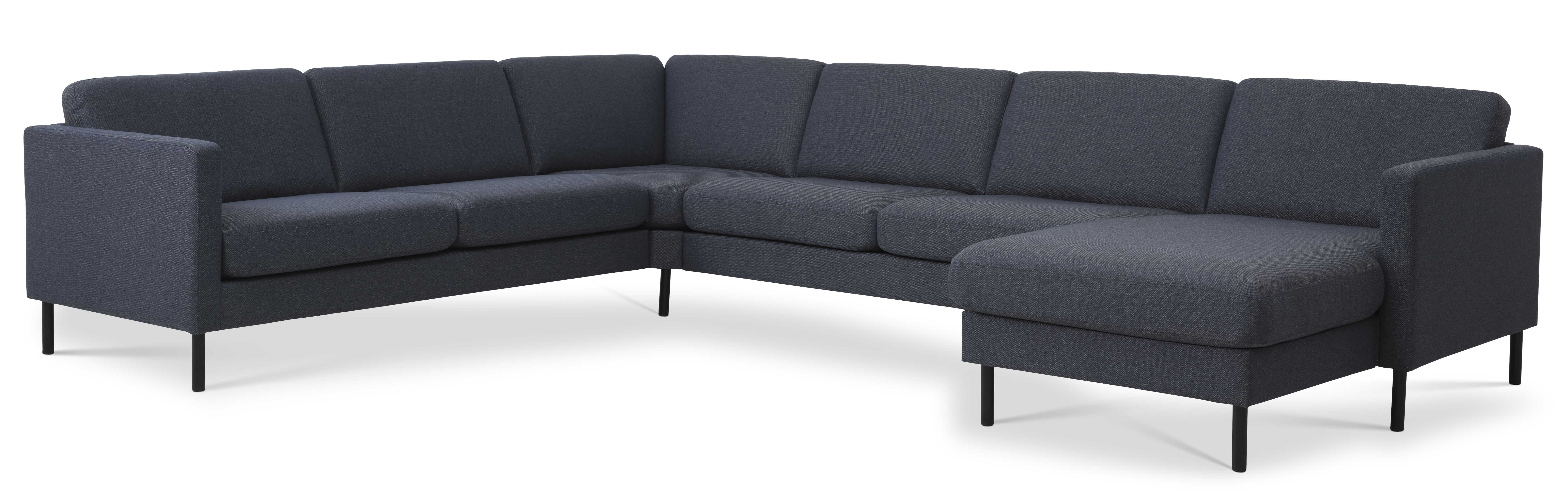 Ask Sæt 56 U-sofa i Navy Blå Polyester med Sort Metal