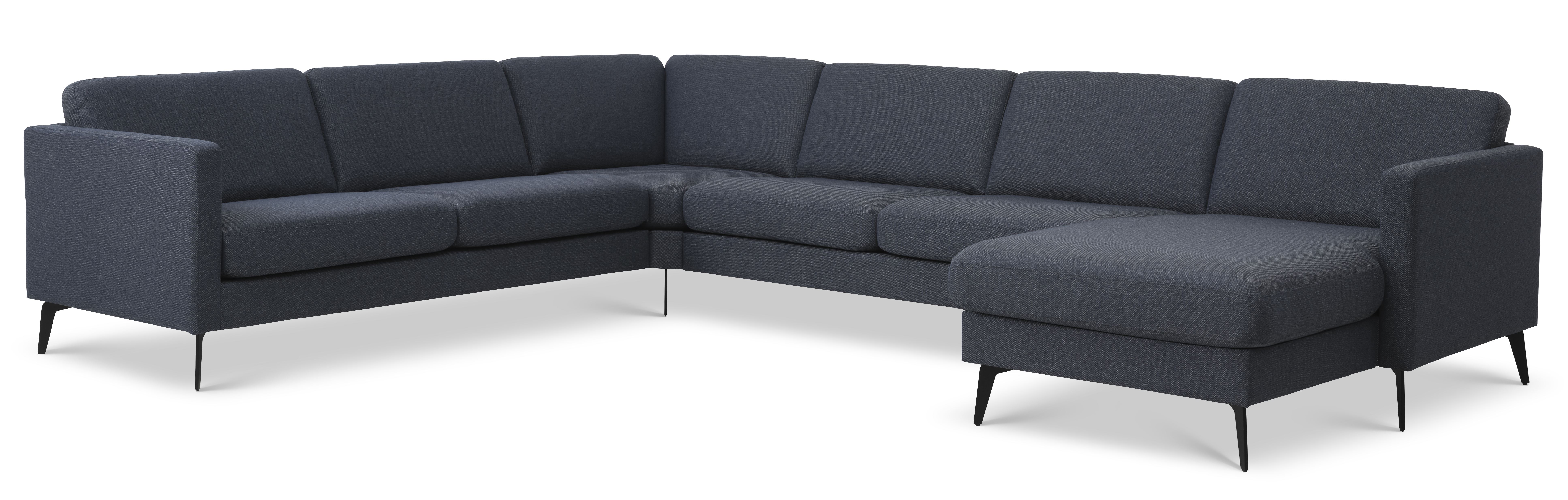 Ask Sæt 56 U-sofa i Navy Blå Polyester med Eiffel Ben