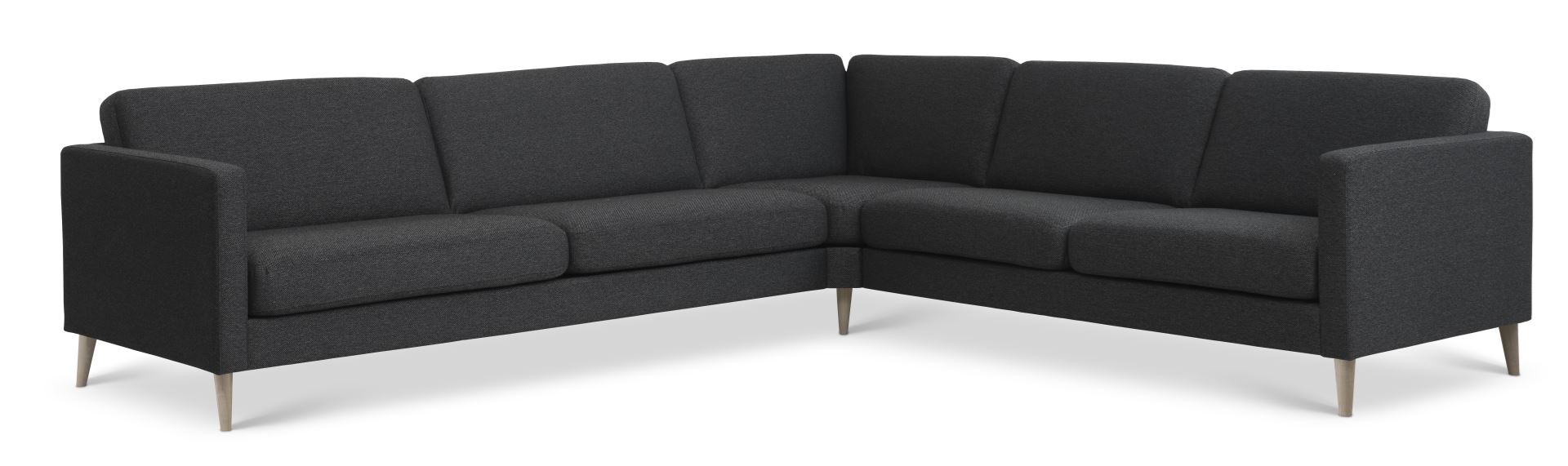 Ask Hjørnesofa i Antracitgrå Polyester og Natur Træ