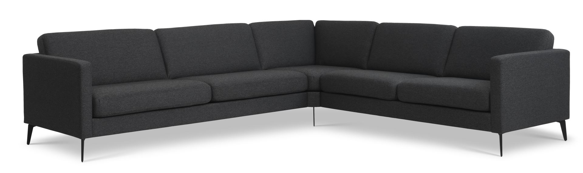 Ask Sæt 57 Hjørnesofa - Antracitgrå Polyester med Eiffel Ben