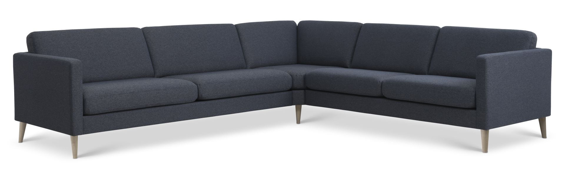 Ask Hjørnesofa i Navy Blå Polyester og Natur Træ