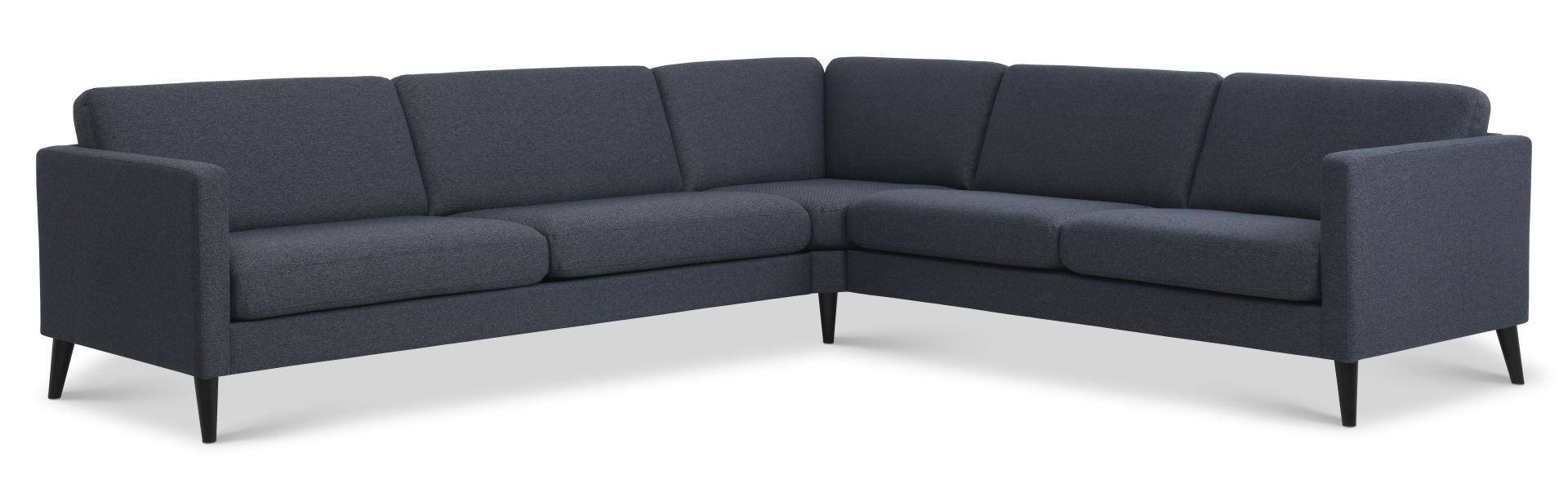 Ask Sæt 57 Hjørnesofa - Navy Blå Polyester og Sort Træ