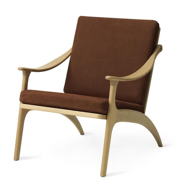 Elegant Lean Back Lænestol i Egetræ og Nabuk Terra