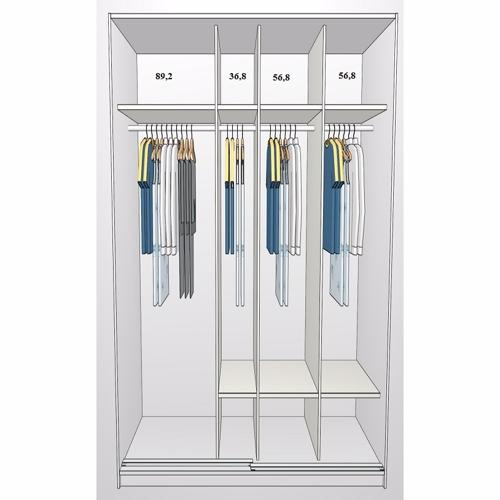 250 cm Garderobeskab med Skydelåger - Fritstående Design