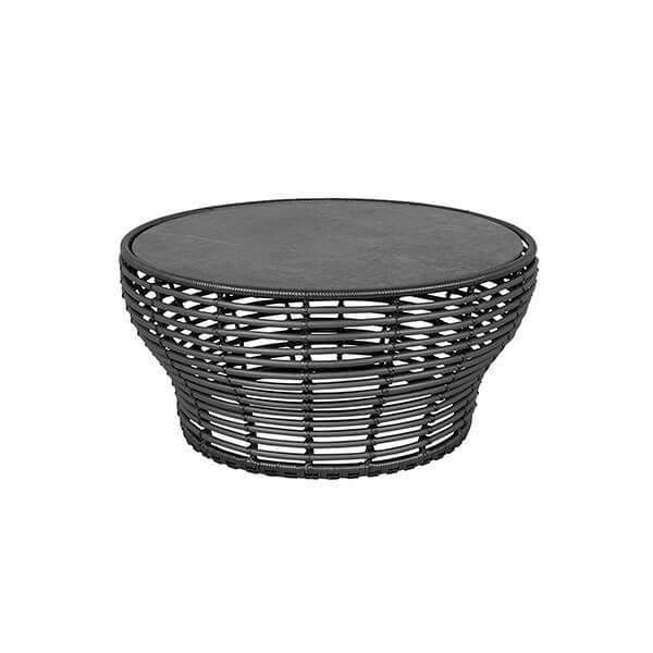 Cane-line Basket Sofabord - Stor med Grafit Stel og Sort Plade