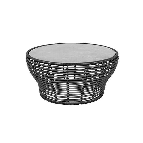 Cane-line Basket Sofabord - Stor med Grafit Stel og Grå Plade