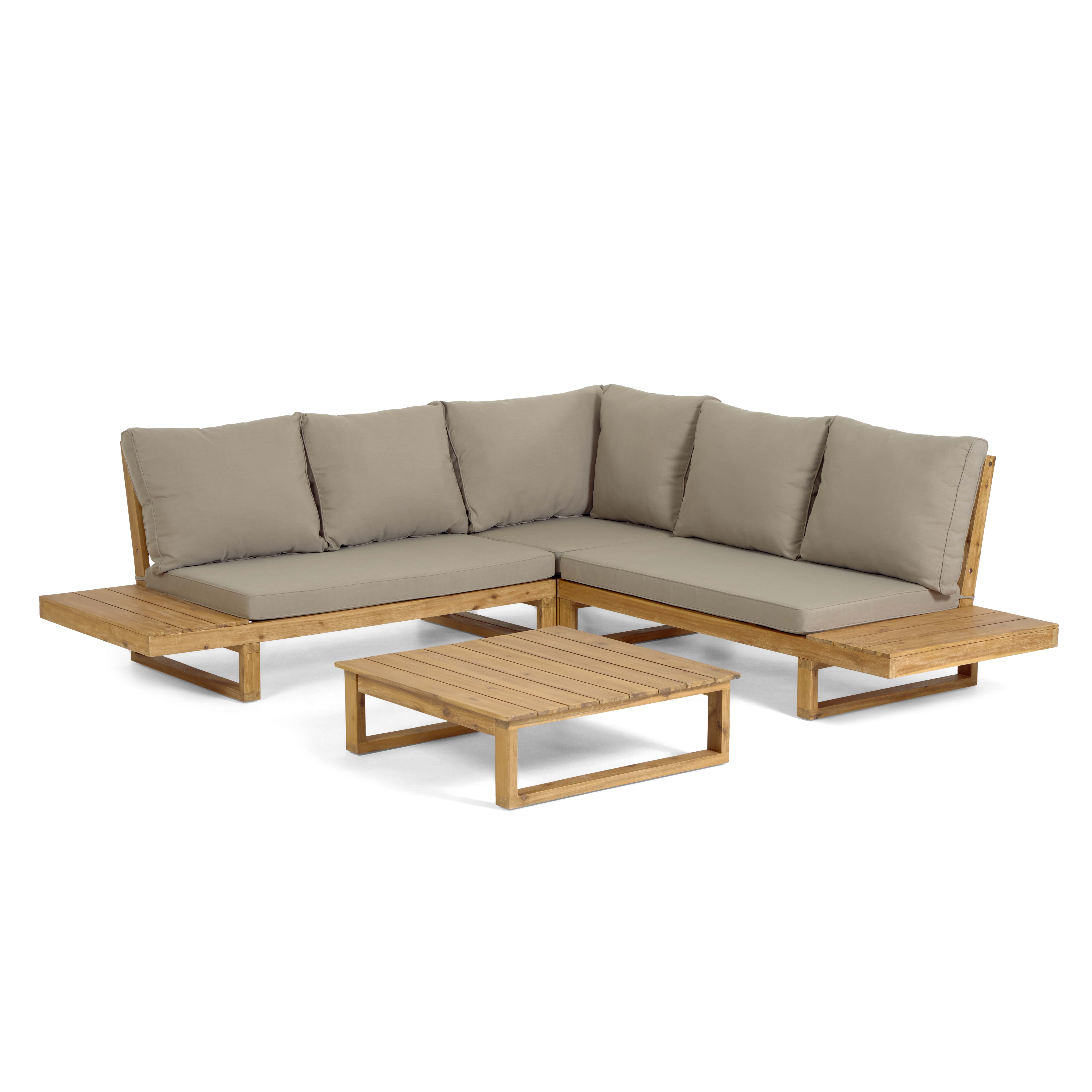 Laforma Flaviina Havesofa med Hynder og Havebord i Beige