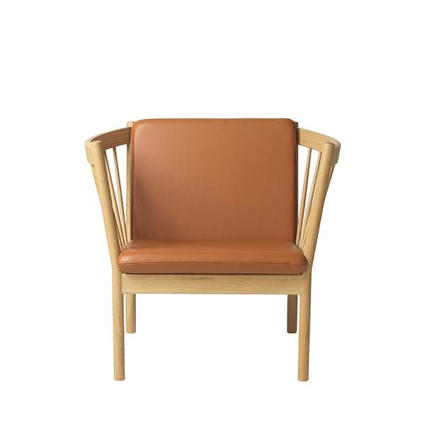 FDB J146 Lænestol i Lakeret Cognac Læder - Dansk Design