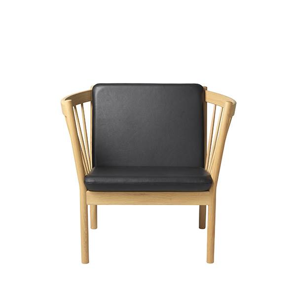 FDB J146 Lænestol i Lakeret Sort Læder - Dansk Design