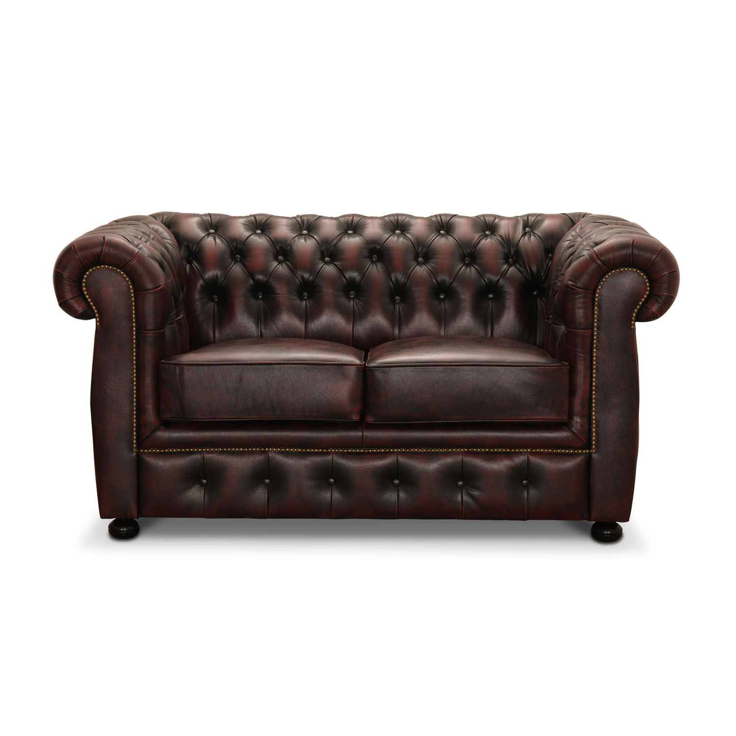 Haga Liverpool Chesterfield Sofa i Oxblood Læder 2 Pers.