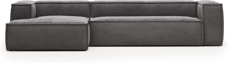 Blok Chaiselong Sofa Venstrevendt i Grå Fløjl - Komfortabel Stil