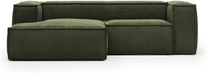 Blok Venstrevendt Chaiselong Sofa i Grøn Fløjl