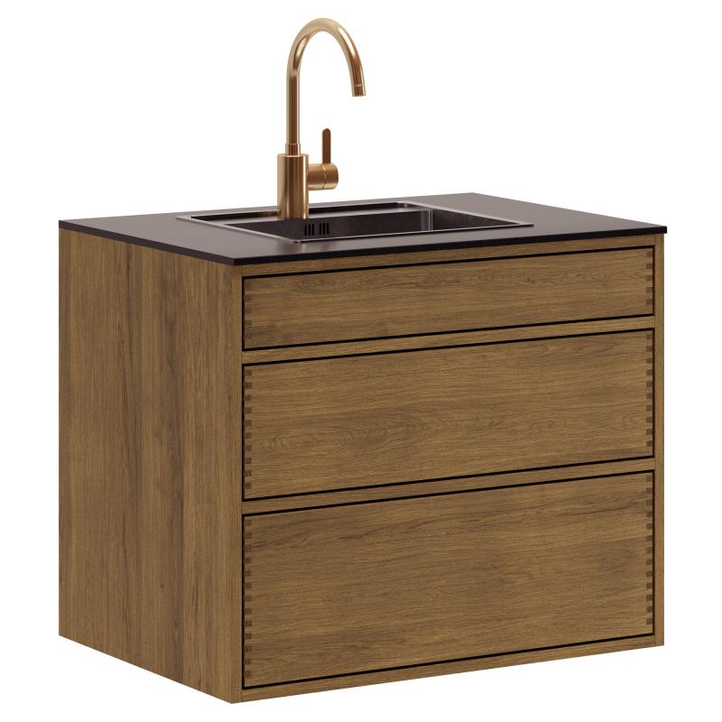 Mørkolieret Just Wood Push Vaskeskab - 80 cm til salg!