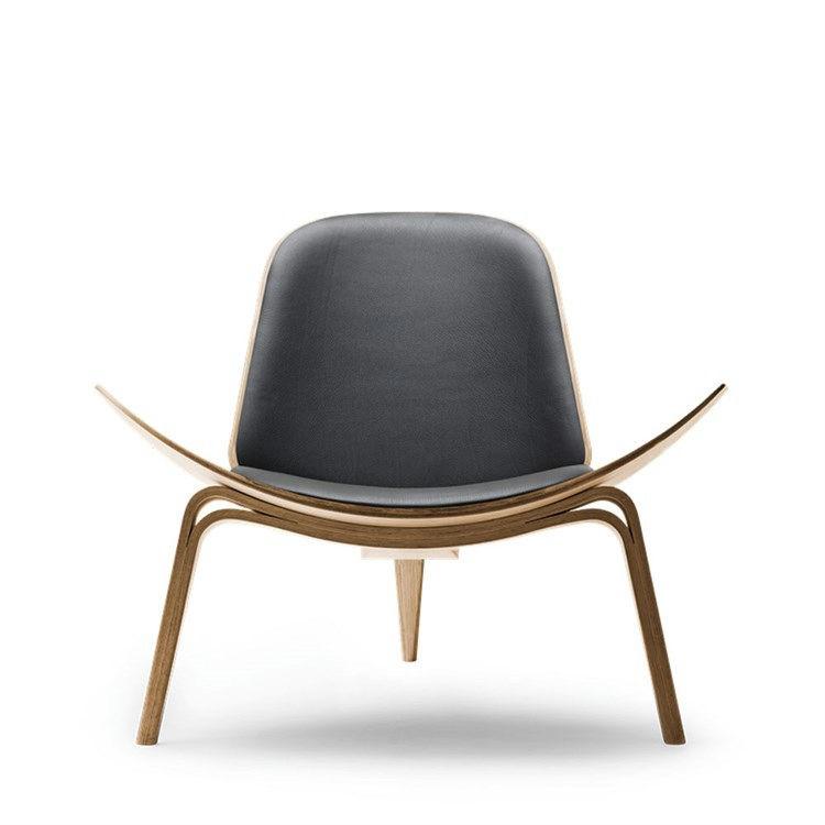 Carl Hansen & Søn CH07 Skalstol i Sort Læder - Udsalg!