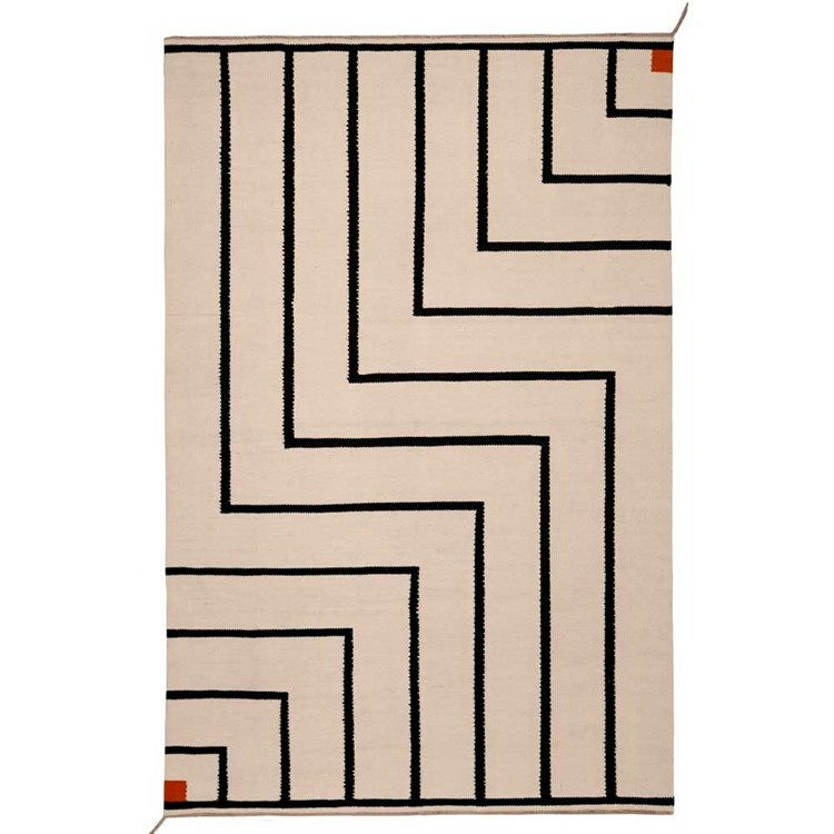 Nordisk Moderne Vibeke Klint VK1 Tæppe i Hvid og Sort 200x310
