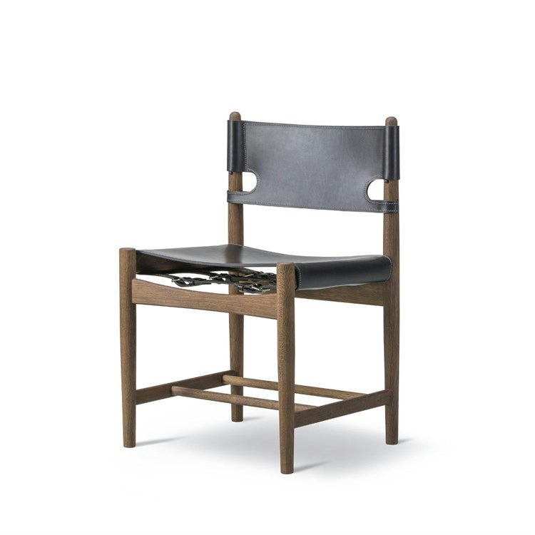 Fredericia Furniture Spisebordsstol 3227 i Sort Læder