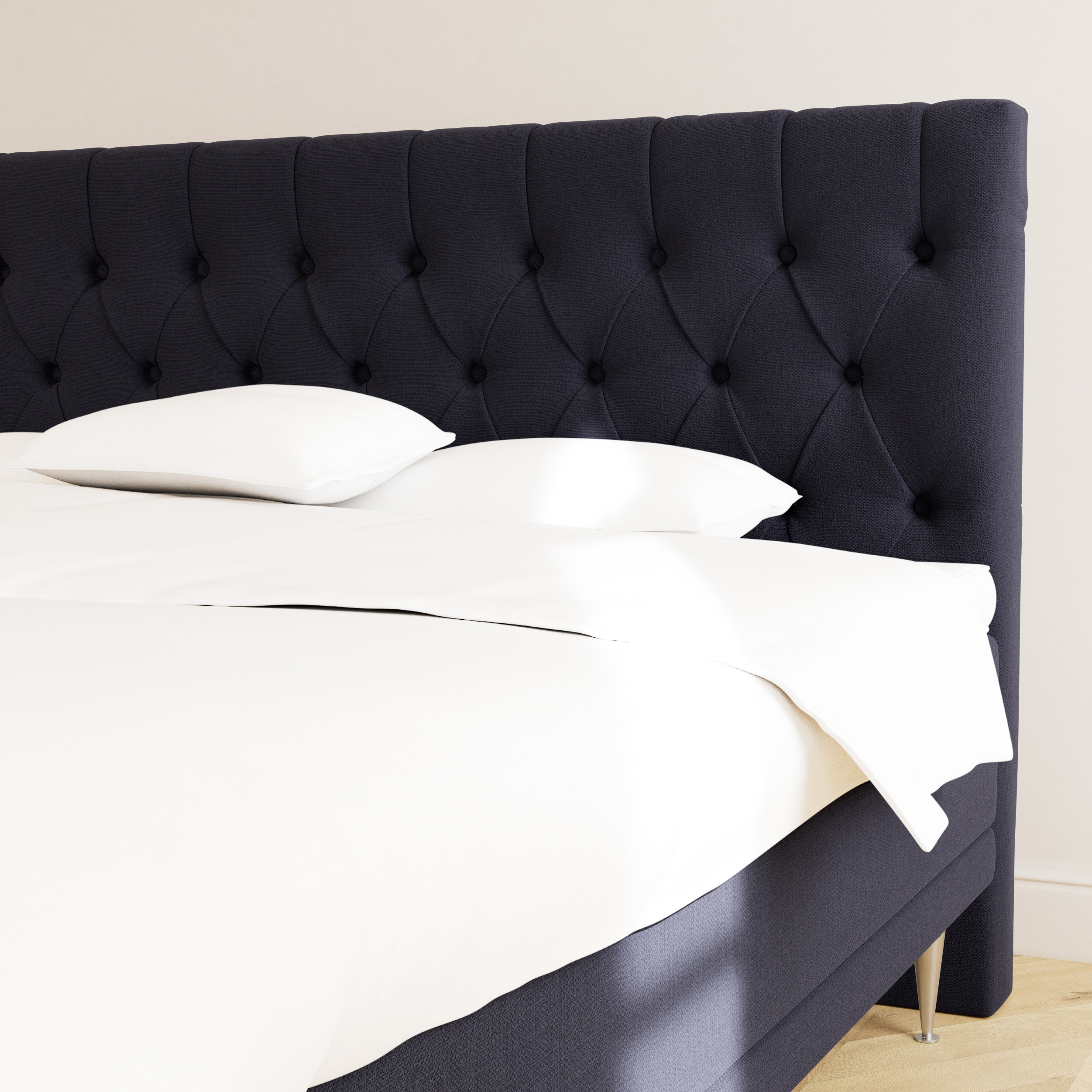 Eksklusiv Chesterfield Gavl 210x120 Blå til din Seng