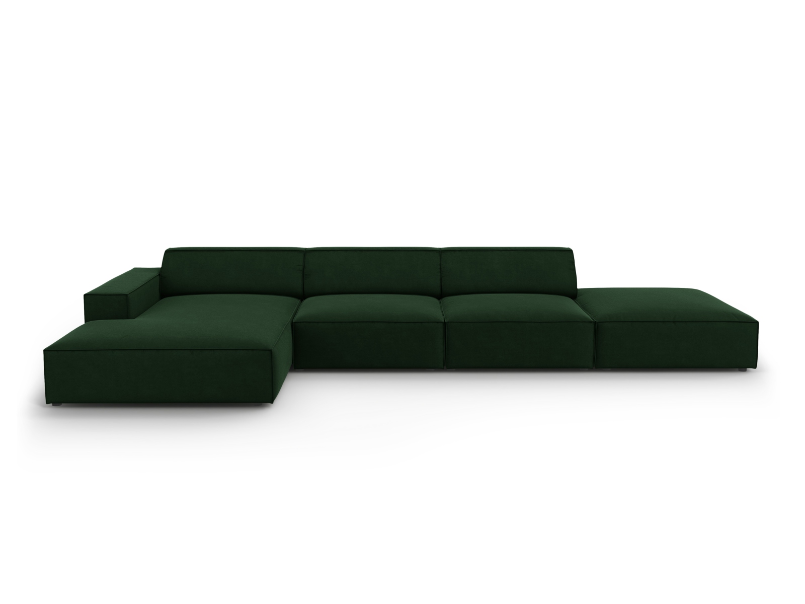 Micadoni Jodie Hjørnesofa - Grøn Fløjl & Sort Plastik