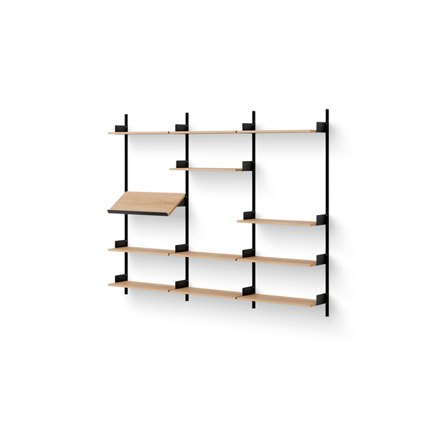 Elegant New Works Display Reol i Egetræ - Sort Design