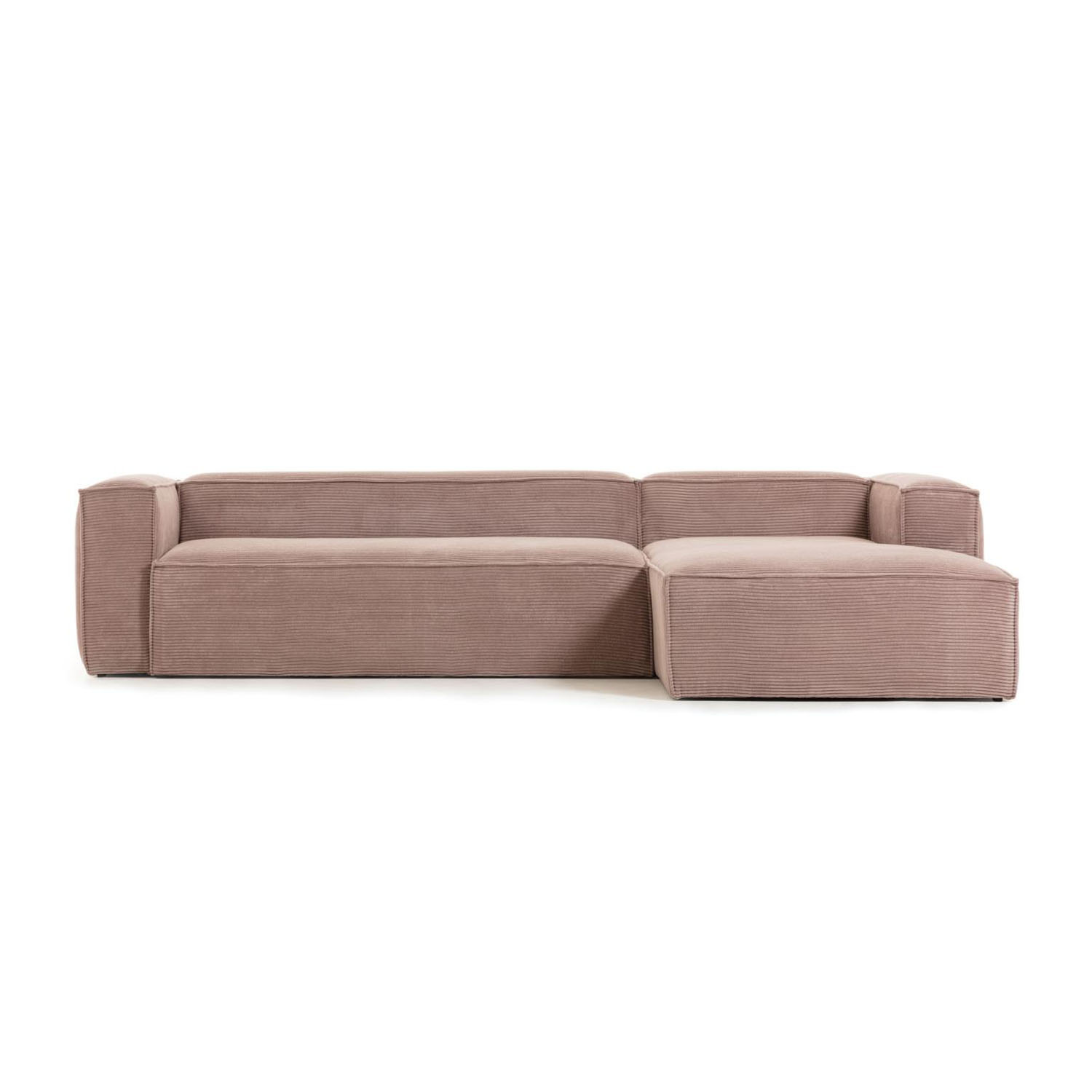 Laforma Blok Pers Sofa med Højre Chaiselong - Lyserød Fløjl