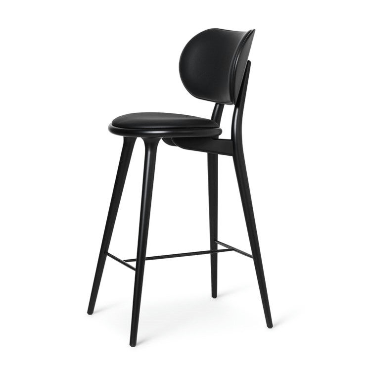 Mater Barstol med Ryglæn - Elegant Design i Sort Læder