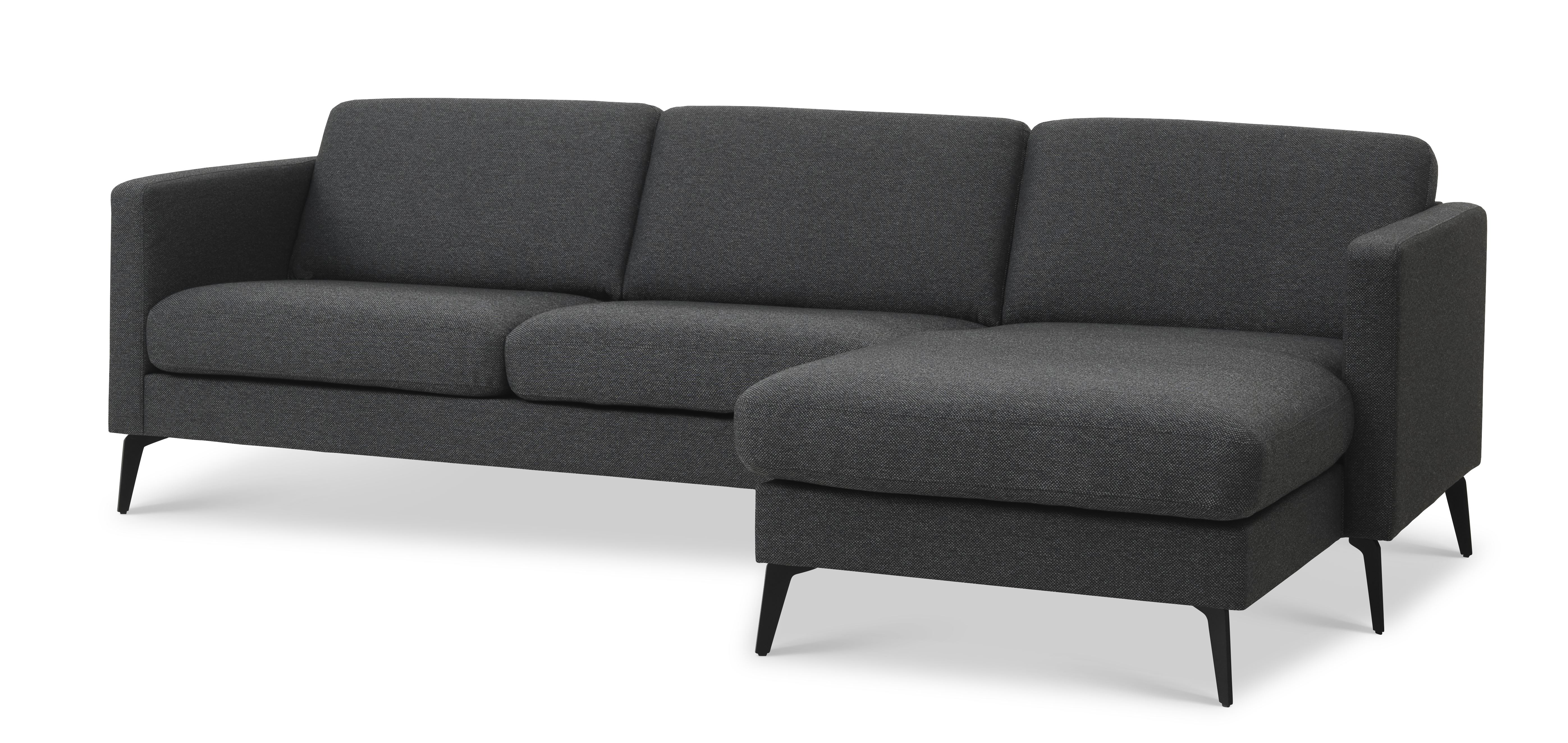 Ask Sæt 51 3d Sofa     Chaiselong Antracitgrå Polyester Stof   Eiffel Ben