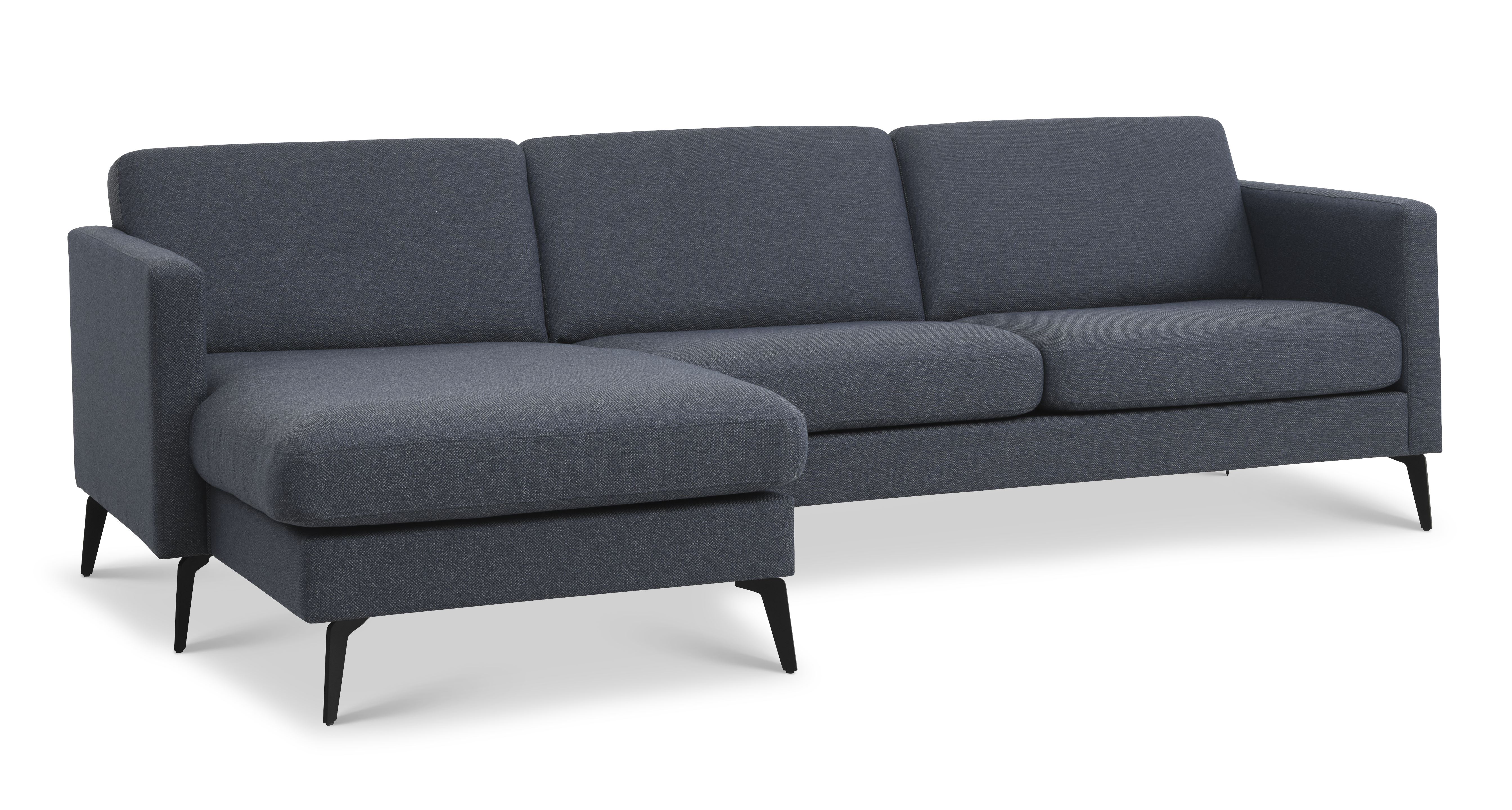 Ask Sæt 51 3d Sofa     Chaiselong Navy Blå Polyester Stof   Eiffel Ben