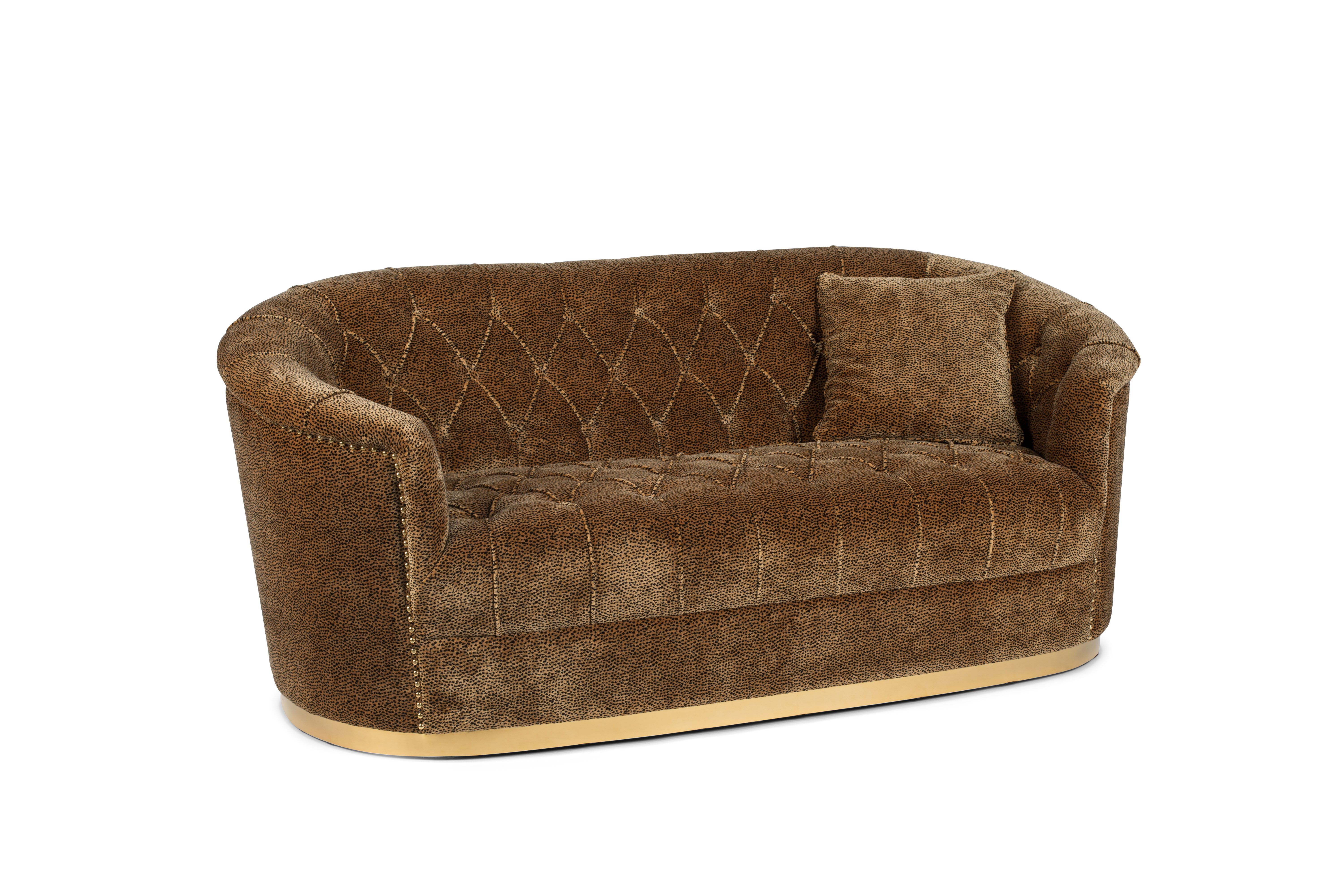Bold Monkey Too Pretty   Sit   Panther Sofa     Nitter Brun Panterprint Fløjl Stof Messing Stål