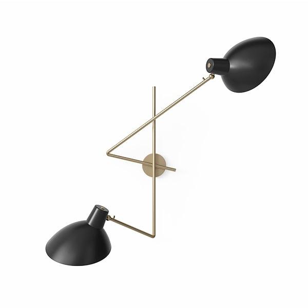 Astep   Cinquanta Væglampe Twin Messing Sort