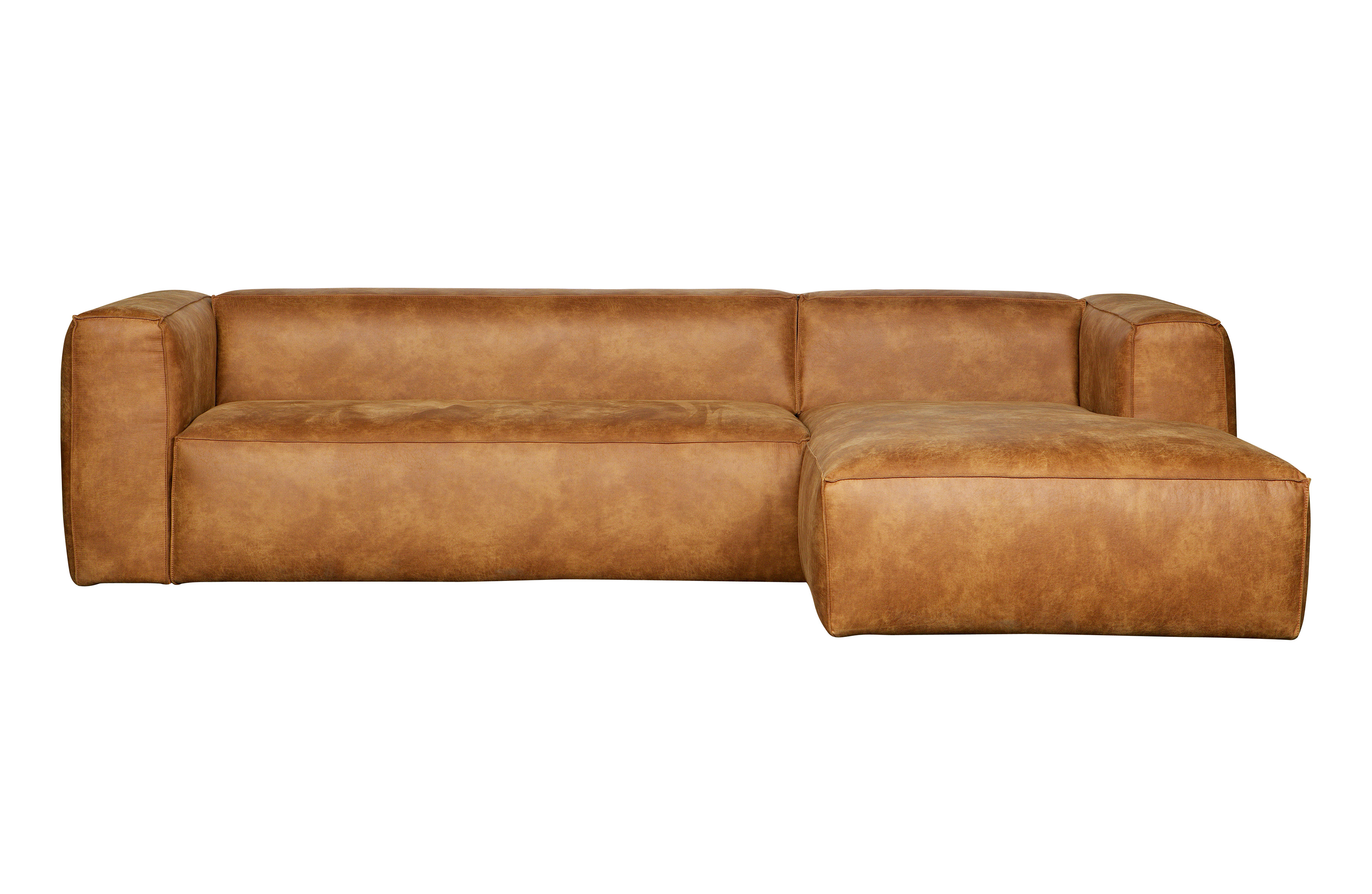 Woood Bean Hjørnesofa  Højre Cognac Læderfiber Polyester