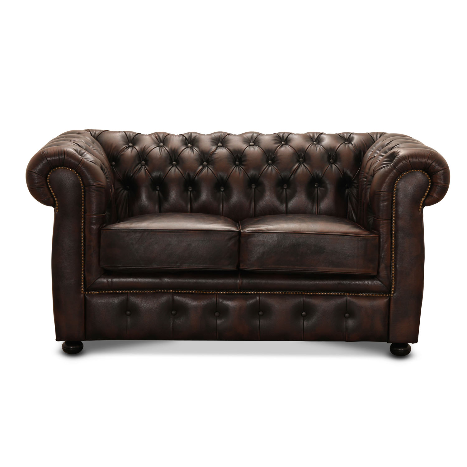 Haga Liverpool    Pers  Chesterfield Sofa Brun Læder   Træ