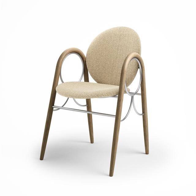 Brdr  Krüger Arkade Spisebordsstol Stel   Krom Metal   Egetræ Med Polstring   Cream 0019