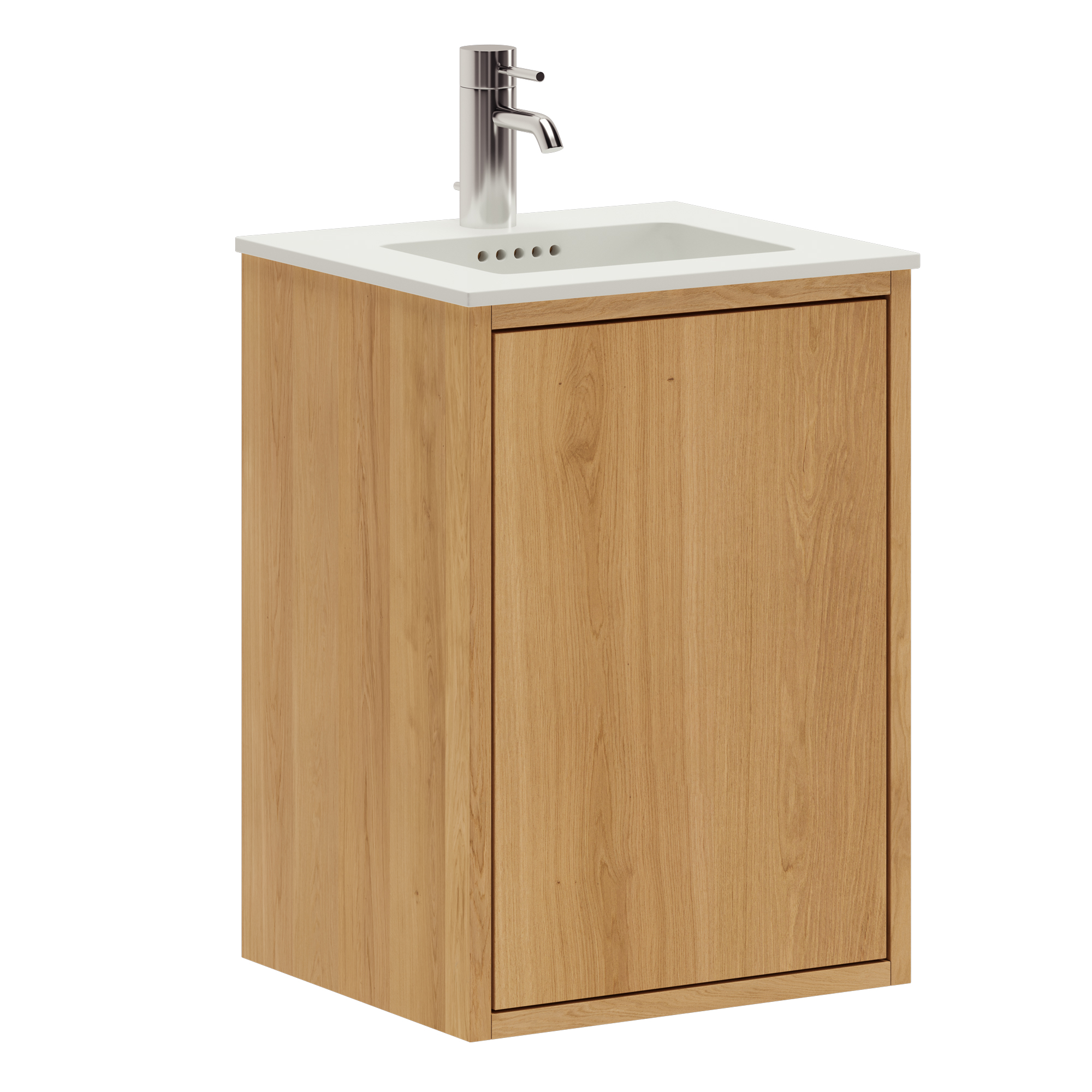 40   Naturolieret Just Wood Slim Badmøbel Med   Låge   Solid Surface Bordplade