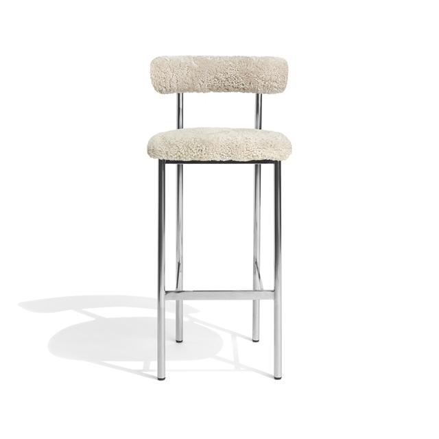 Møbel Copenhagen Font Barstol 65   Sheepskin Oyster Poleret Stål Stel