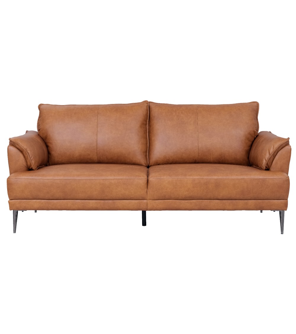 Soul   Pers  Sofa Lysebrun Semianilin Læder   Sort Metal