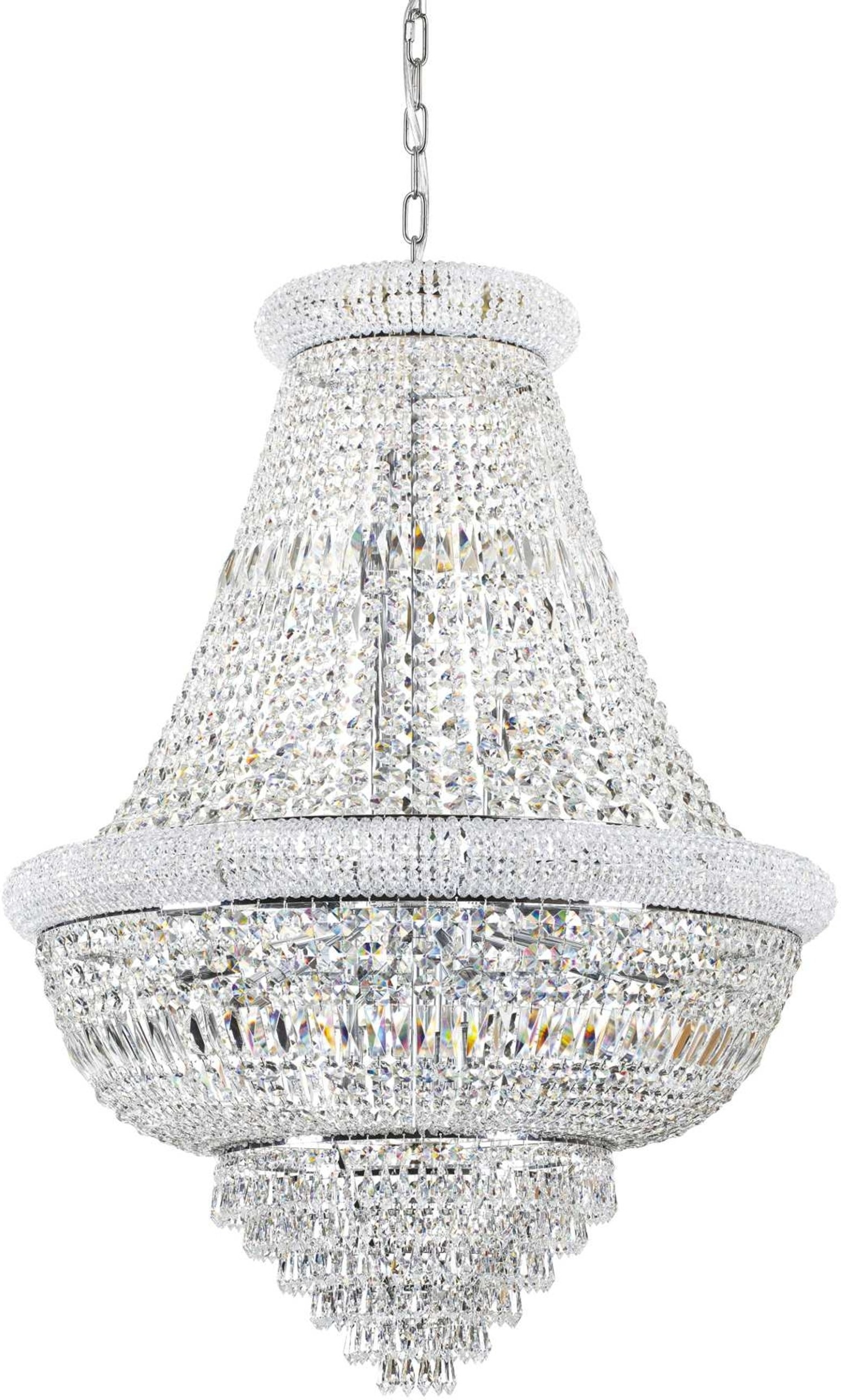 Dubai  Pendel Lampe  E14 Max 24   40w  E14  Metal  Glas  Krom  ø800xhmin1200 Max2250mm