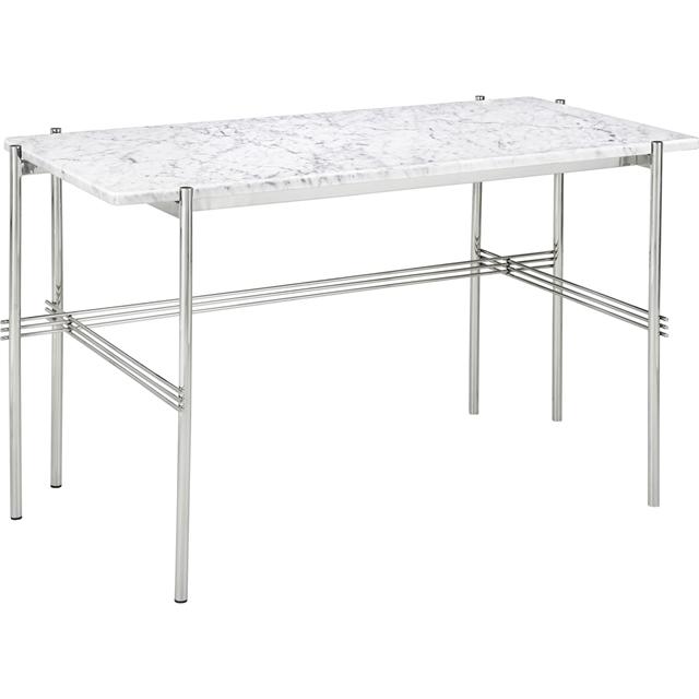 Gubi   Skrivebord 120x60 Poleret Stål White Carrara Marmor