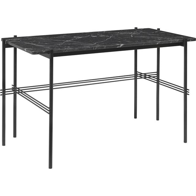Gubi   Skrivebord 120   60   Med Sort Base   Sort Marquina Marmor Top