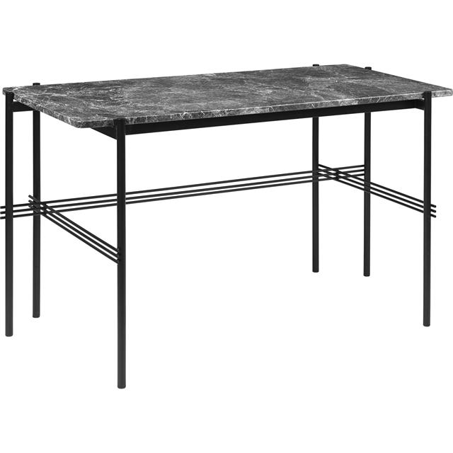Gubi   Skrivebord 120   60   Med Sort Base   Grå Emperador Marmor Top