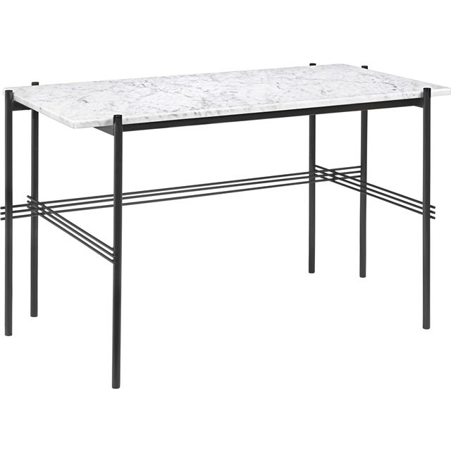 Gubi   Skrivebord 120   60   Med Sort Base   Hvid Carrara Marmor Top